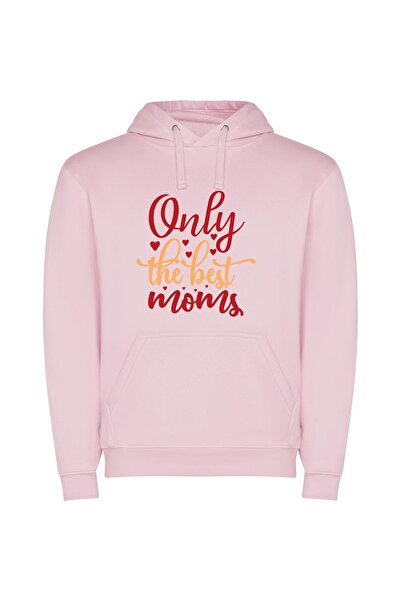 iLovePrints Elite White Background Moms Φούτερ με κουκούλα σε χρώμα Ροζ