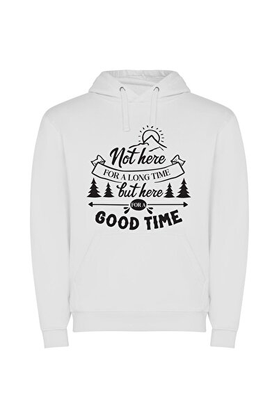 iLovePrints Time: Make It Count Φούτερ με κουκούλα σε χρώμα Λευκό