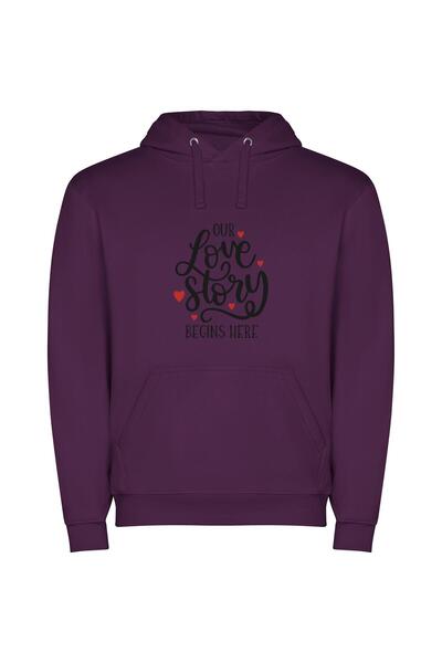 iLovePrints Love's Life Story Commences Φούτερ με κουκούλα σε χρώμα Μωβ