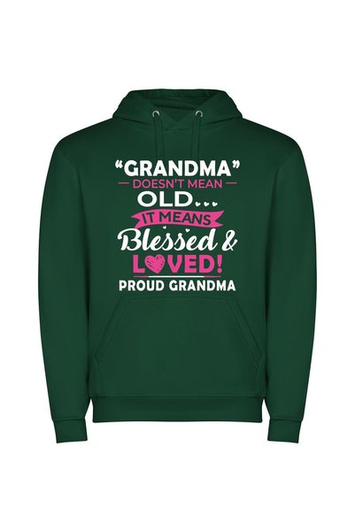 iLovePrints Cherished Grandma's Delight Φούτερ με κουκούλα σε χρώμα Πράσινο
