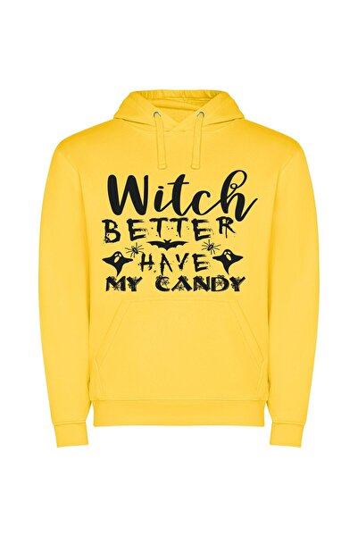 iLovePrints Candy Coated Witchery Φούτερ με κουκούλα σε χρώμα Κίτρινο