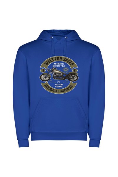 iLovePrints Speedster Biker Patch Design Φούτερ με κουκούλα σε χρώμα Μπλε