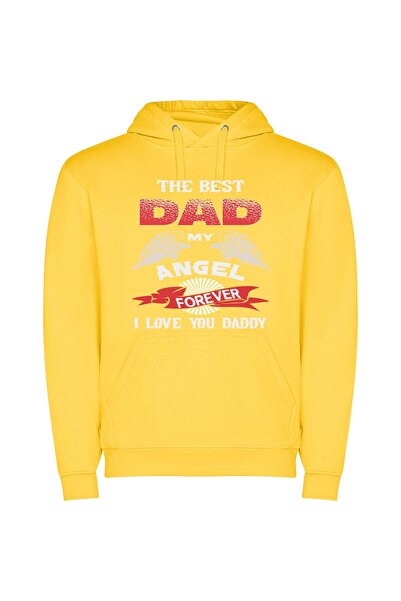 iLovePrints Ultimate Angelic Dad Φούτερ με κουκούλα σε χρώμα Κίτρινο