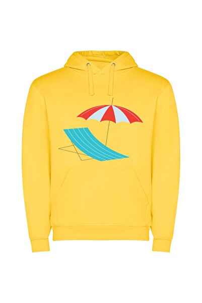 iLovePrints Colorful Sun Lounger Delight Φούτερ με κουκούλα σε χρώμα Κίτρινο
