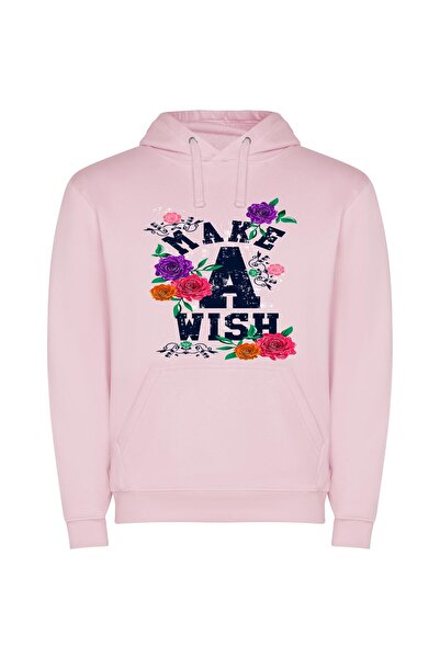 iLovePrints Wishful Flowers: Illustrator Edition Φούτερ με κουκούλα σε χρώμα Ροζ