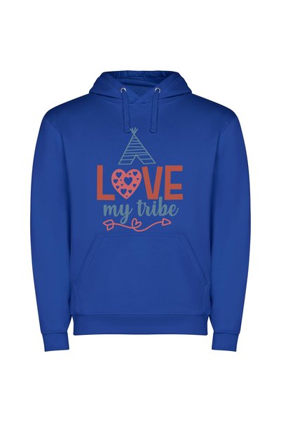 iLovePrints Heartfelt Teepee Love Φούτερ με κουκούλα σε χρώμα Μπλε