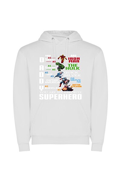 iLovePrints Heroic Fusion: Marvel Style Φούτερ με κουκούλα σε χρώμα Λευκό