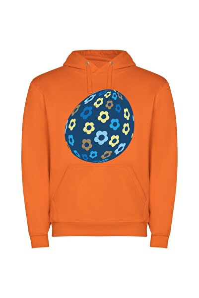 iLovePrints Floral Easter Egg Φούτερ με κουκούλα σε χρώμα Πορτοκαλί