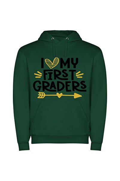 iLovePrints Cherished First Grade Bonds Φούτερ με κουκούλα σε χρώμα Πράσινο