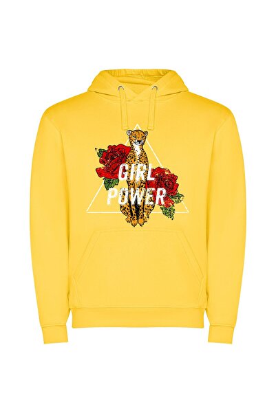 iLovePrints Wild Blooms: Seductive Power Φούτερ με κουκούλα σε χρώμα Κίτρινο