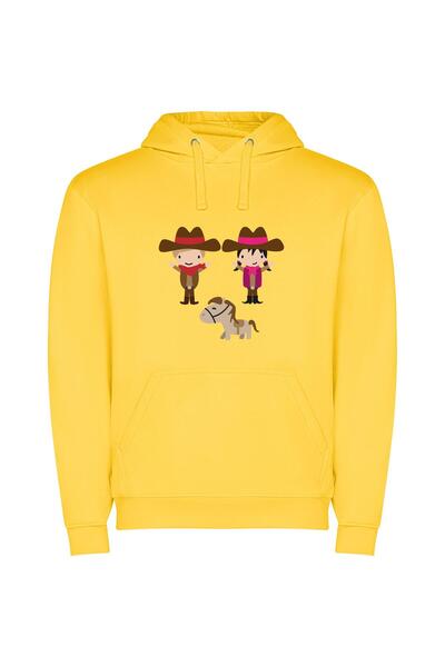 iLovePrints Hat-wearing Horseback Heroes Φούτερ με κουκούλα σε χρώμα Κίτρινο