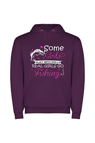 iLovePrints Fishing: Girls Unleashed Φούτερ με κουκούλα σε χρώμα Μωβ