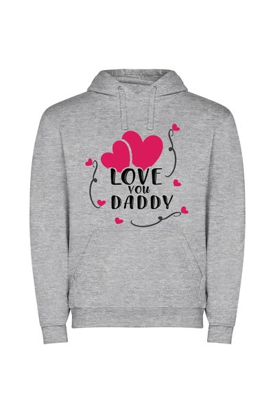 iLovePrints Hearts of Fatherly Love Φούτερ με κουκούλα σε χρώμα Γκρι