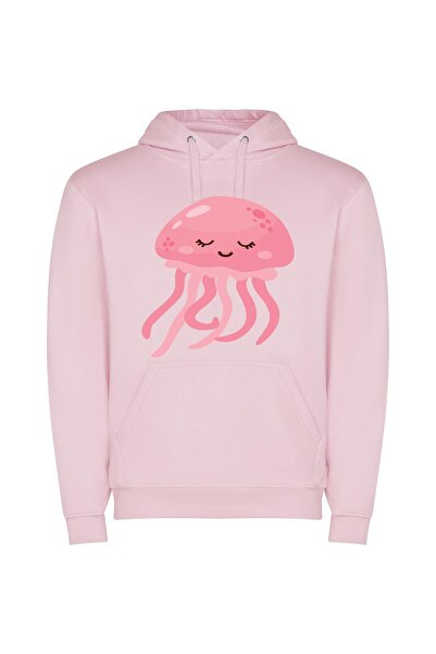 iLovePrints Jellyfish Extravaganza Φούτερ με κουκούλα σε χρώμα Ροζ