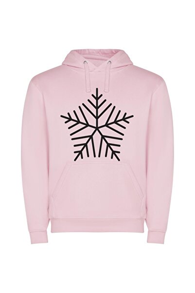 iLovePrints Snowflake Noir Φούτερ με κουκούλα σε χρώμα Ροζ