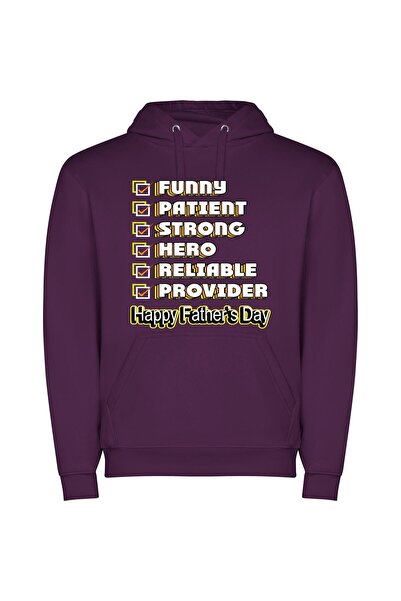 iLovePrints Proud Father's Day Hero Φούτερ με κουκούλα σε χρώμα Μωβ