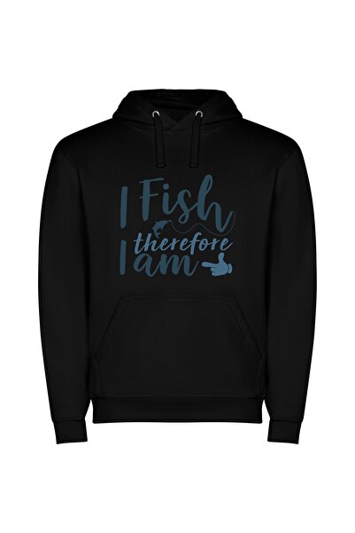 iLovePrints Fishing: Fluid Identity Embraced Φούτερ με κουκούλα σε χρώμα Μαύρο