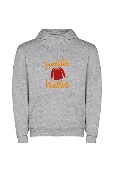iLovePrints Cosy Sweater Weather Style Φούτερ με κουκούλα σε χρώμα Γκρι
