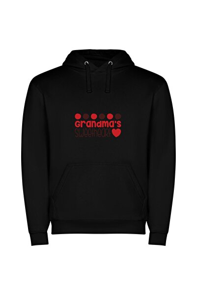 iLovePrints Sweet Granny's Goodnight Heart Φούτερ με κουκούλα σε χρώμα Μαύρο