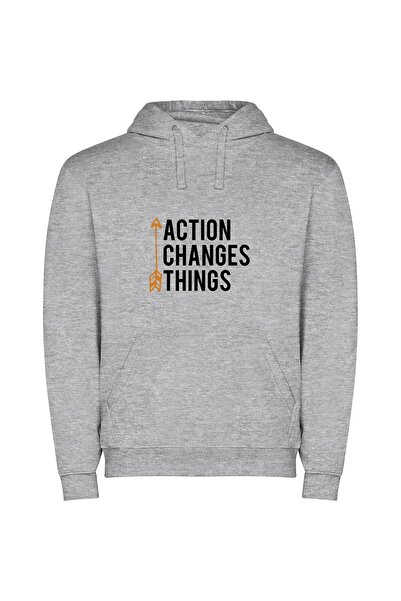 iLovePrints Action: Transforming the World Φούτερ με κουκούλα σε χρώμα Γκρι
