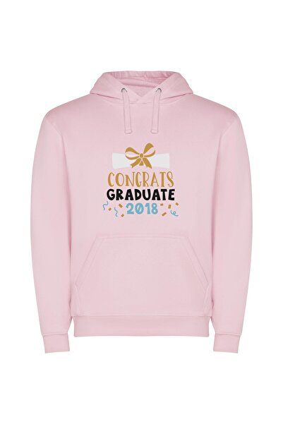 iLovePrints Bow-Topped 2018 Grad Φούτερ με κουκούλα σε χρώμα Ροζ