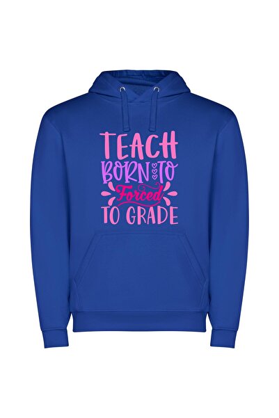 iLovePrints Teach Excellence with Style Φούτερ με κουκούλα σε χρώμα Μπλε