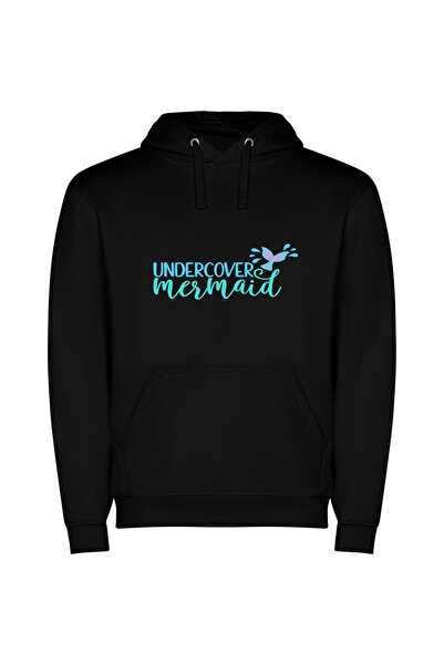 iLovePrints Diving Mermaid Majesty Φούτερ με κουκούλα σε χρώμα Μαύρο