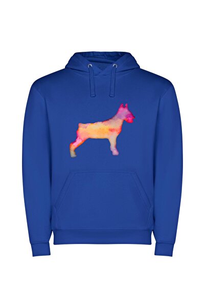 iLovePrints Colorful Canine Silhouette Φούτερ με κουκούλα σε χρώμα Μπλε