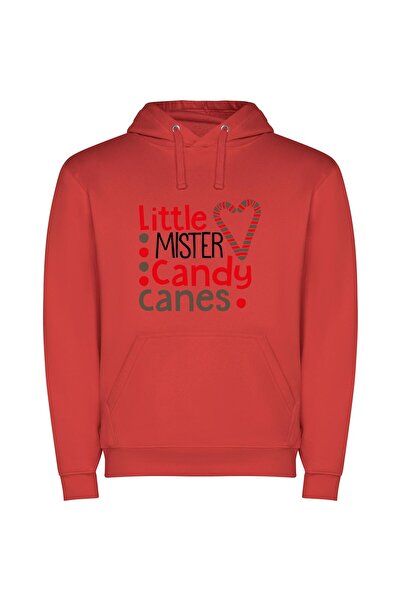 iLovePrints Cute Candy Cane Cutie Φούτερ με κουκούλα σε χρώμα Κόκκινο