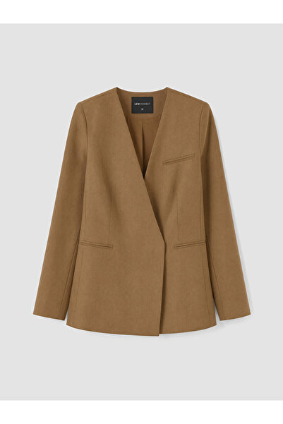 LC Waikiki Beige Double-Breasted Collar Women's Blazer Jacket