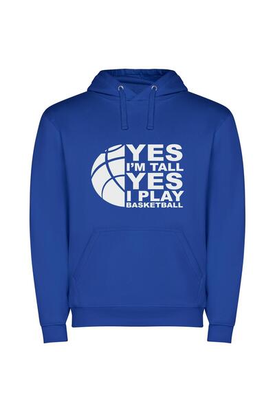 iLovePrints Tall Ball: Elegant Elevation Φούτερ με κουκούλα σε χρώμα Μπλε