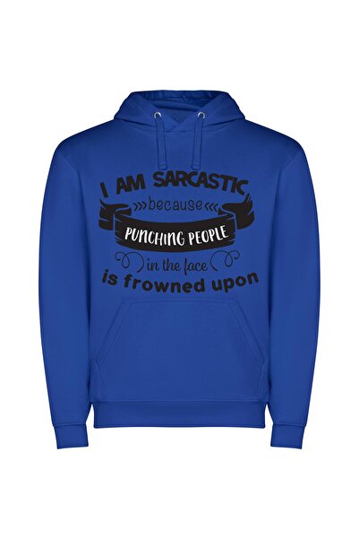 iLovePrints Wickedly Sarcastic Grin Φούτερ με κουκούλα σε χρώμα Μπλε