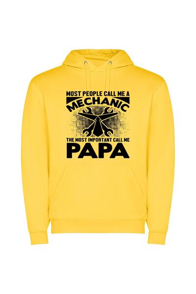 iLovePrints Charismatic Papa Mechanic Φούτερ με κουκούλα σε χρώμα Κίτρινο