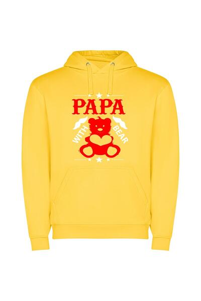 iLovePrints Papa's Beloved Teddy Φούτερ με κουκούλα σε χρώμα Κίτρινο