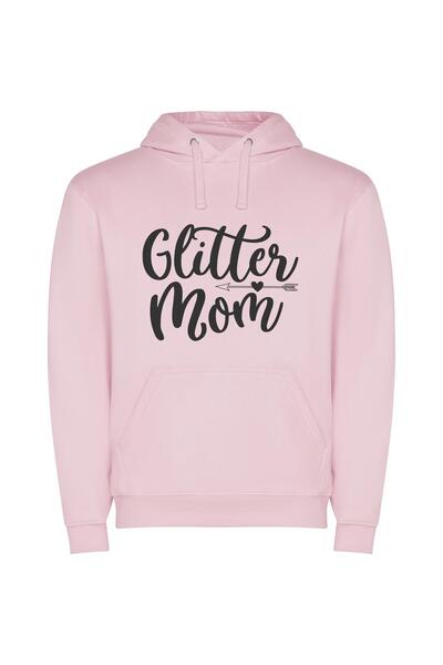 iLovePrints Glamorous Glitter Lettering Φούτερ με κουκούλα σε χρώμα Ροζ