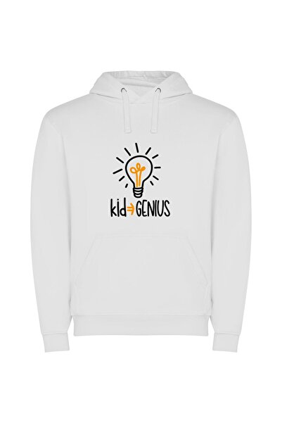 iLovePrints Genius Glow: Next-Gen Design Φούτερ με κουκούλα σε χρώμα Λευκό