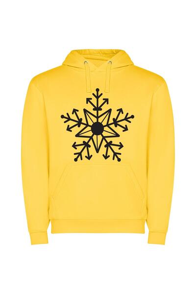 iLovePrints Snowflake Noir Φούτερ με κουκούλα σε χρώμα Κίτρινο
