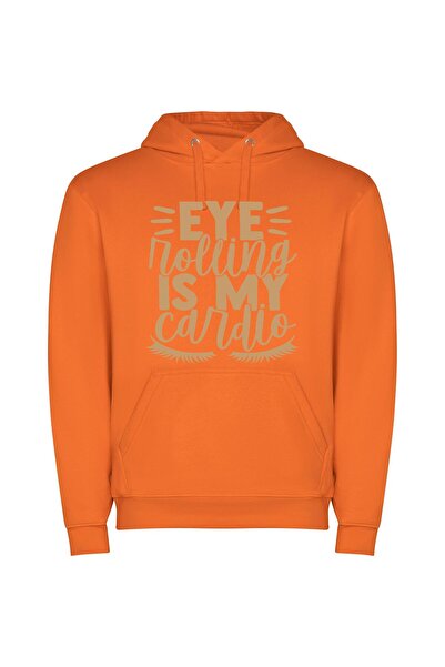 iLovePrints Silly Eye Fitness Craze Φούτερ με κουκούλα σε χρώμα Πορτοκαλί