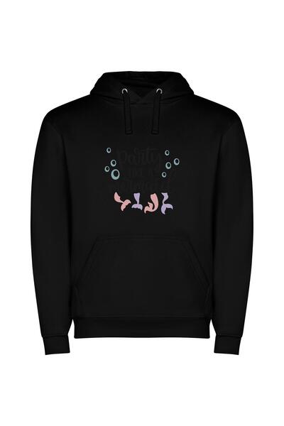 iLovePrints Mermaid Party Extravaganza Φούτερ με κουκούλα σε χρώμα Μαύρο