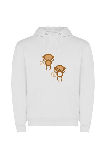 iLovePrints Twinned Monkey Limbs Dance Φούτερ με κουκούλα σε χρώμα Λευκό