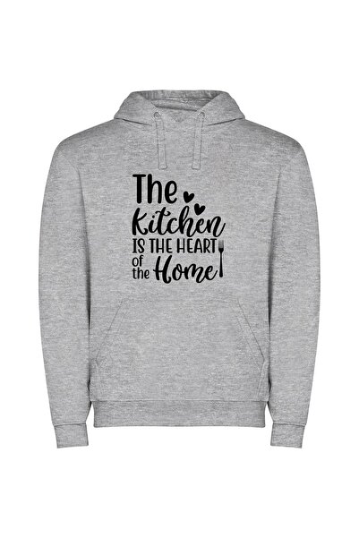 iLovePrints Heart of Home Cuisine Φούτερ με κουκούλα σε χρώμα Γκρι
