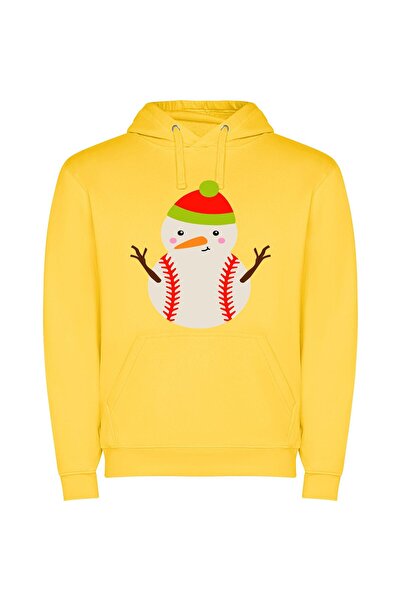 iLovePrints Frosty's Festive Sports Icon Φούτερ με κουκούλα σε χρώμα Κίτρινο