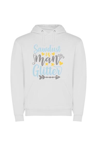 iLovePrints Glamourized Sawdust Sparkles Φούτερ με κουκούλα σε χρώμα Λευκό