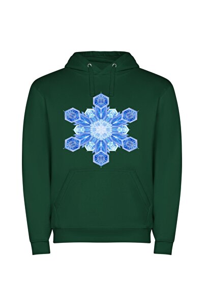 iLovePrints Frozen Fractal Elegance Φούτερ με κουκούλα σε χρώμα Πράσινο