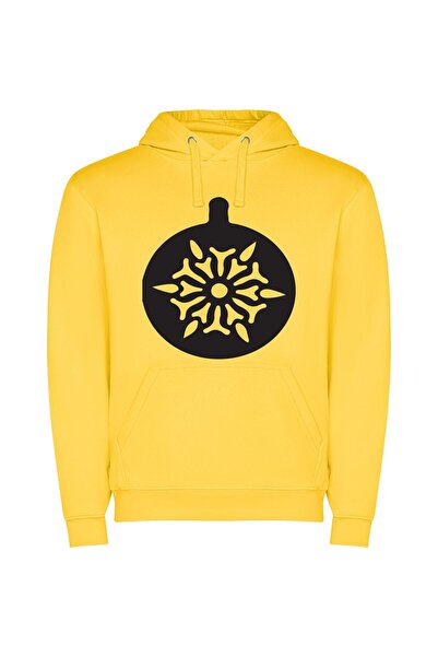 iLovePrints Elegant Enamel Snowflake Φούτερ με κουκούλα σε χρώμα Κίτρινο
