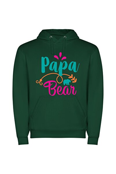 iLovePrints Artistic Family Emblem: Papa Bear Φούτερ με κουκούλα σε χρώμα Πρά...
