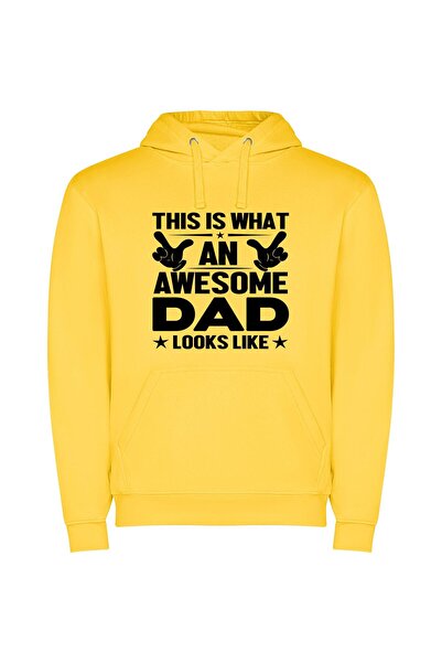 iLovePrints Super Dad Swagger Φούτερ με κουκούλα σε χρώμα Κίτρινο