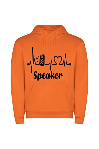 iLovePrints Monochrome Speaker Ensemble Φούτερ με κουκούλα σε χρώμα Πορτοκαλί