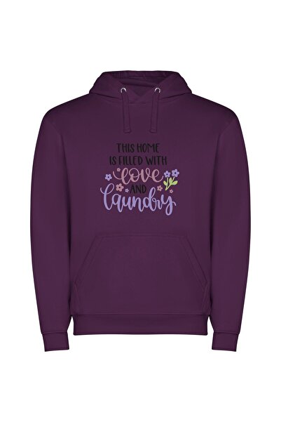 iLovePrints Loving Domestic Abode Φούτερ με κουκούλα σε χρώμα Μωβ