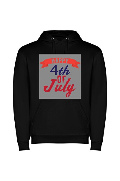 iLovePrints Joyous 4th of July! Φούτερ με κουκούλα σε χρώμα Μαύρο